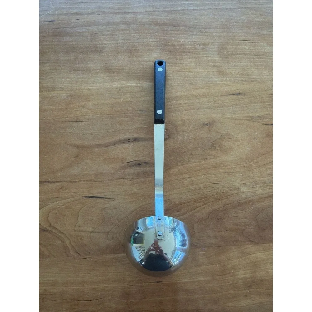 Vintage EKCO Flint Stainless Vanadium Ladle with Black Riveted Handle